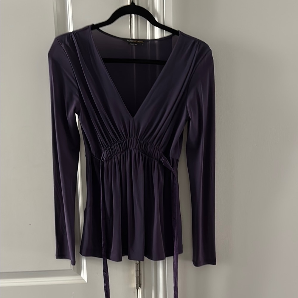 BCBGMaxAzria Deep Purple V-Neck Blouse